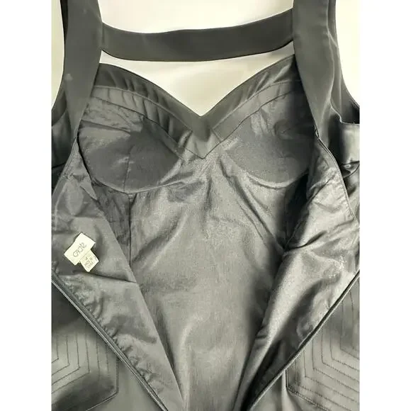 Vintage 90s Y2K Cache Black Satin Bustier Mini Dress Size 4 Small LBD Minimalism - Picture 11 of 12